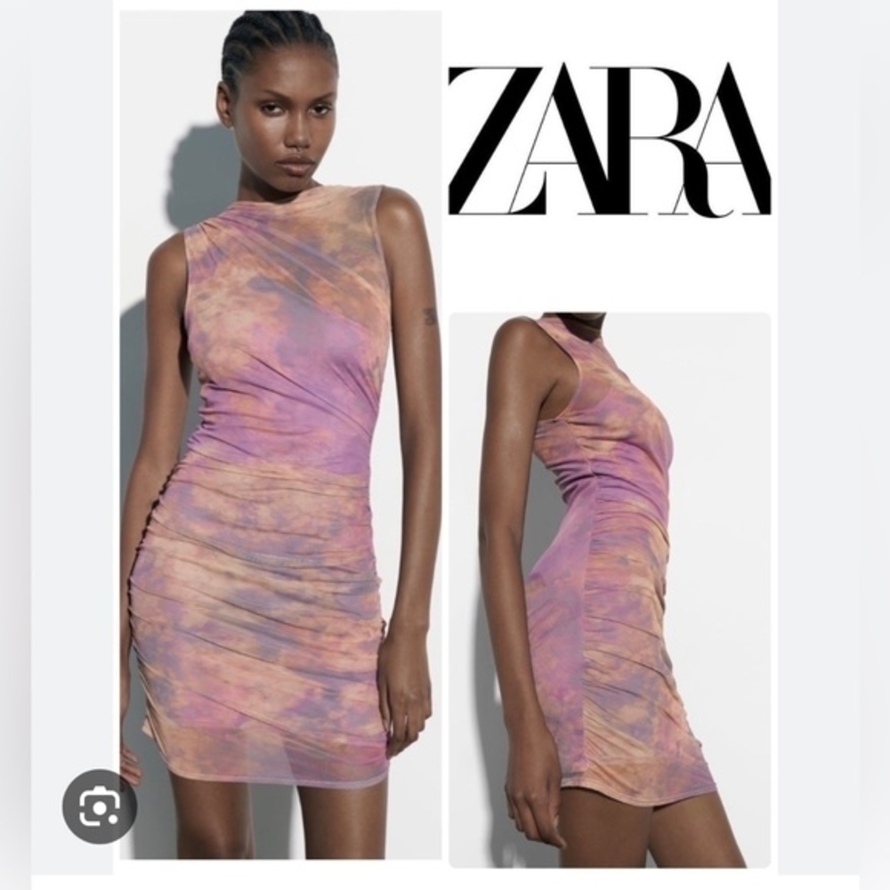 Zara Women's Pink and Orange Dress